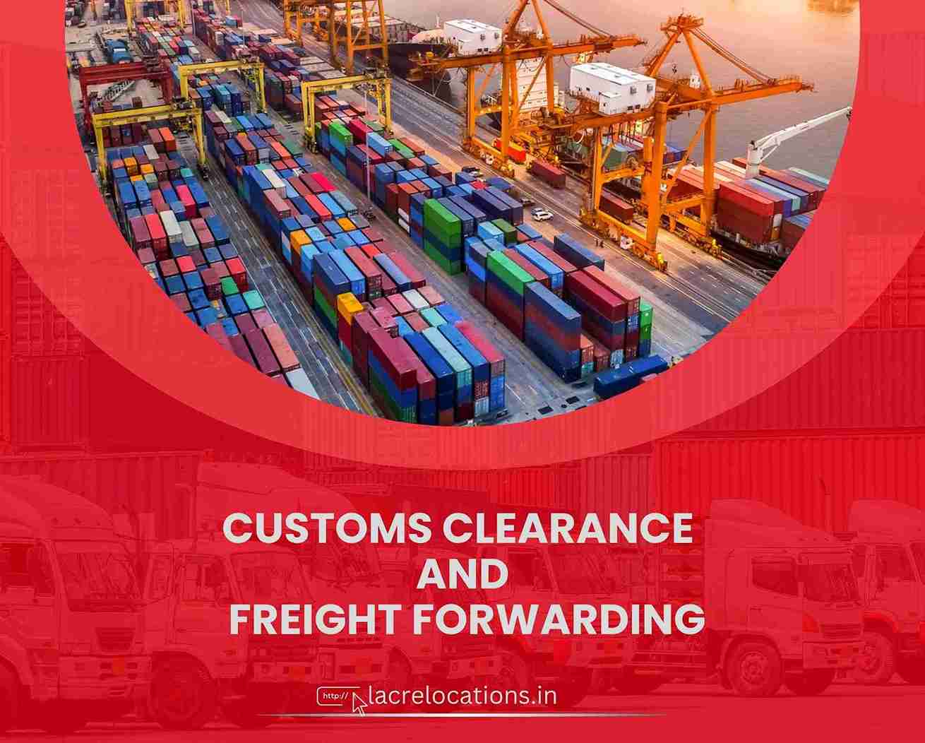 Illustration showing the difference between freight forwarding and customs clearance in global shipping